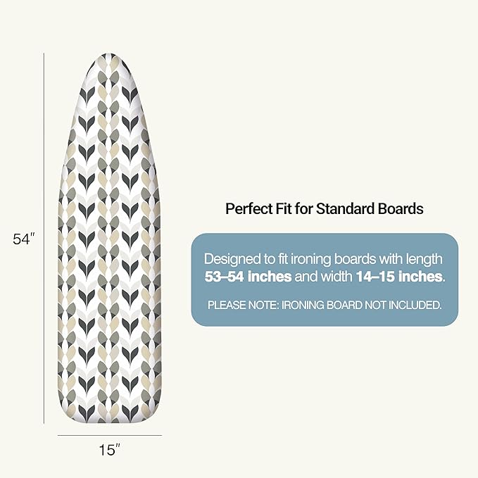 Ironing Board Cover and Pad 15"x54" Extra Thick Natural Cotton, Scorch and