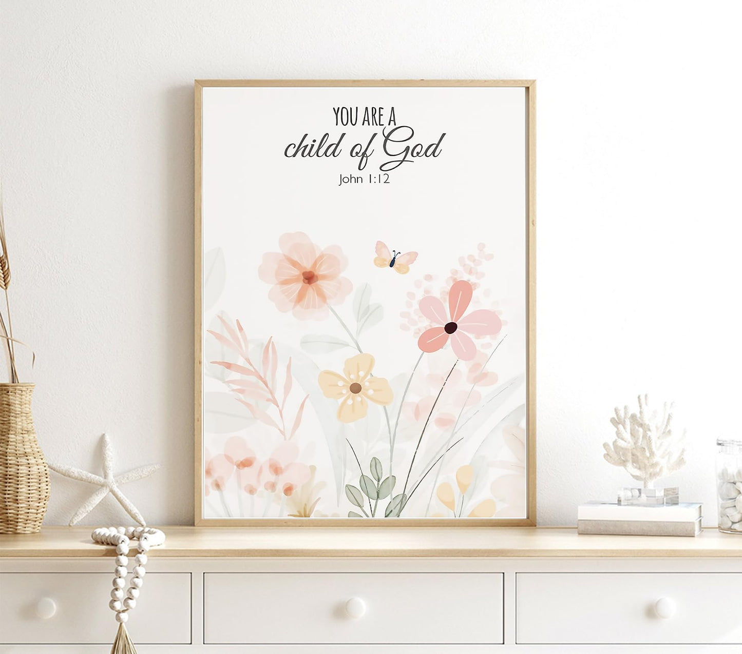 3pcs Framed Floral Wall Art Pieces, Christian Art, Bohemian Wall Decorations, Inspirational Bible Verse Canvas Paintings, Wildflower Patterns, For A Girl'S Room And Living Room, 12x16 Inch