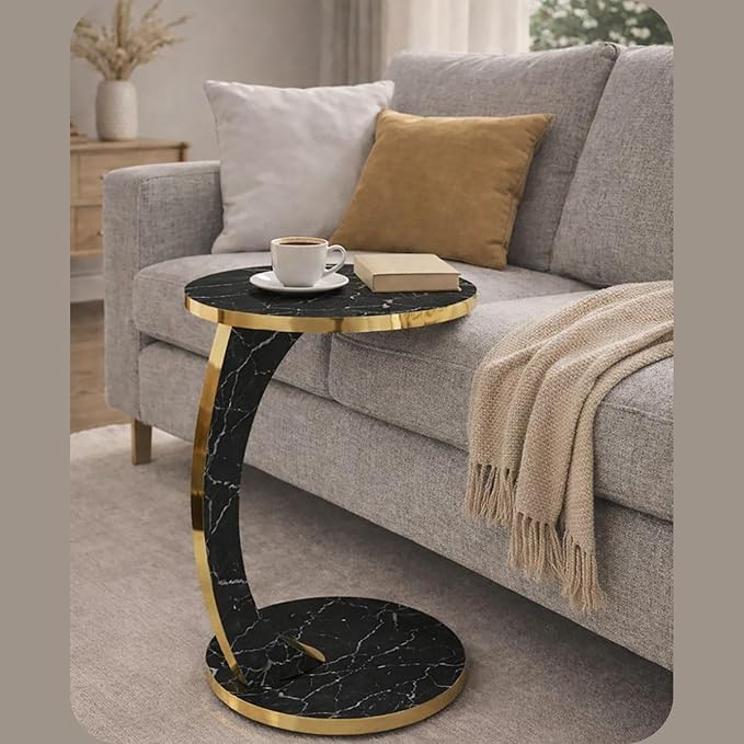 Luxury C Shaped Golden Effect Side Table