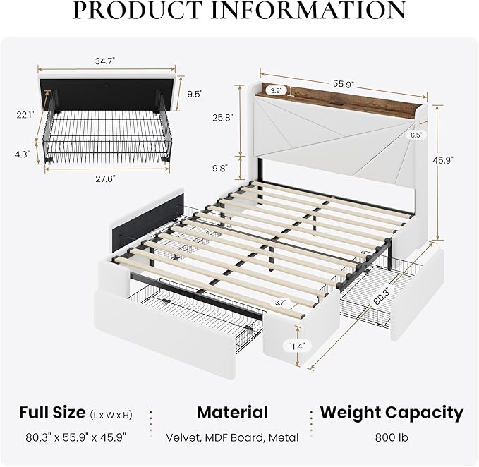 SHA CERLIN Full Size Bed Frame