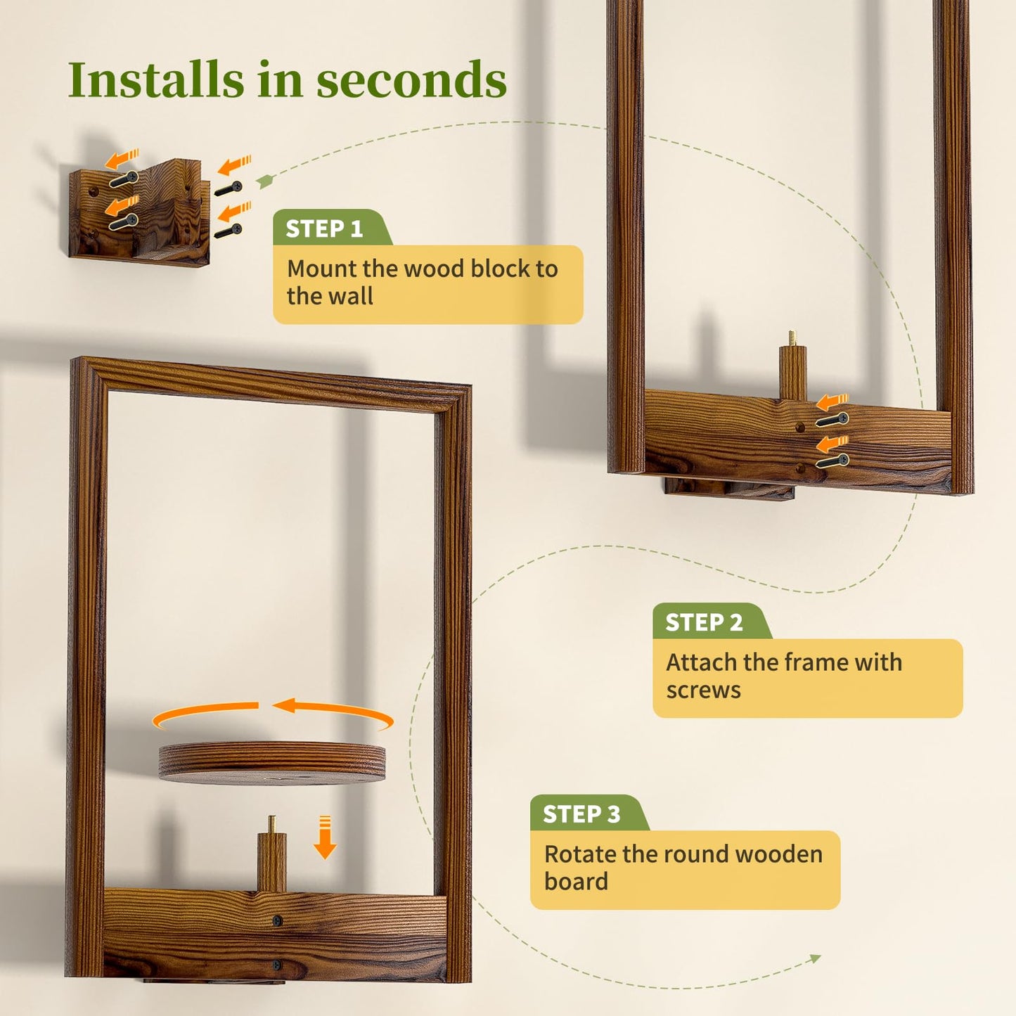 NATURE'S SOURCE Hanging Planters for Indoor Plants Wall Decor, Wooden Floating Shelves for Wall Planter, Window Plant Shelves Hold 22 lbs, Farmhouse Decor 16.5" x 11.8" (3 Pack)