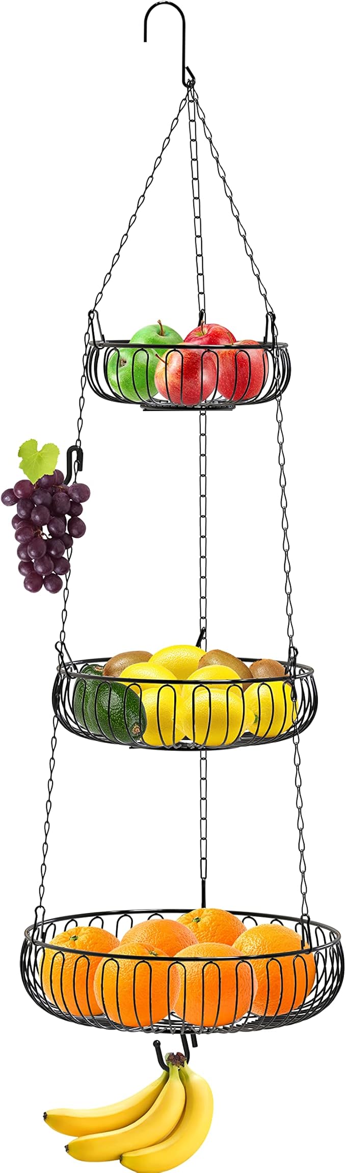 Simple Houseware Adjustable Metal Hanging Fruit Basket