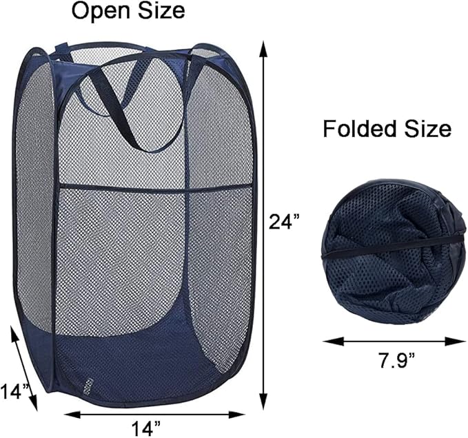 2 Pack Pop Up Laundry Hampers, Collapsible Mesh Laundry Basket, Foldable