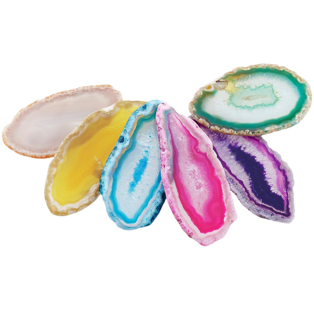 Rockcloud 10 Pcs Agate Light Table Slices Healing Crystals Geode Stones, Set of 2 Agate Slices Butterfly Decorative Ornament Butterfly Stand Figurine Collection for Home Office Desktop Decor