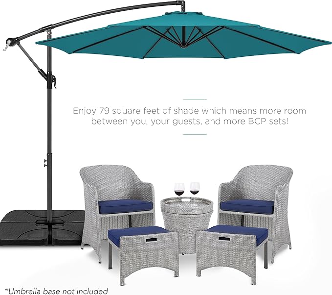 Best Choice Products 10ft Offset Cantilever Hanging Market Patio Umbrella, 8 Sturdy Ribs, Easy Adjustment - Cerulean