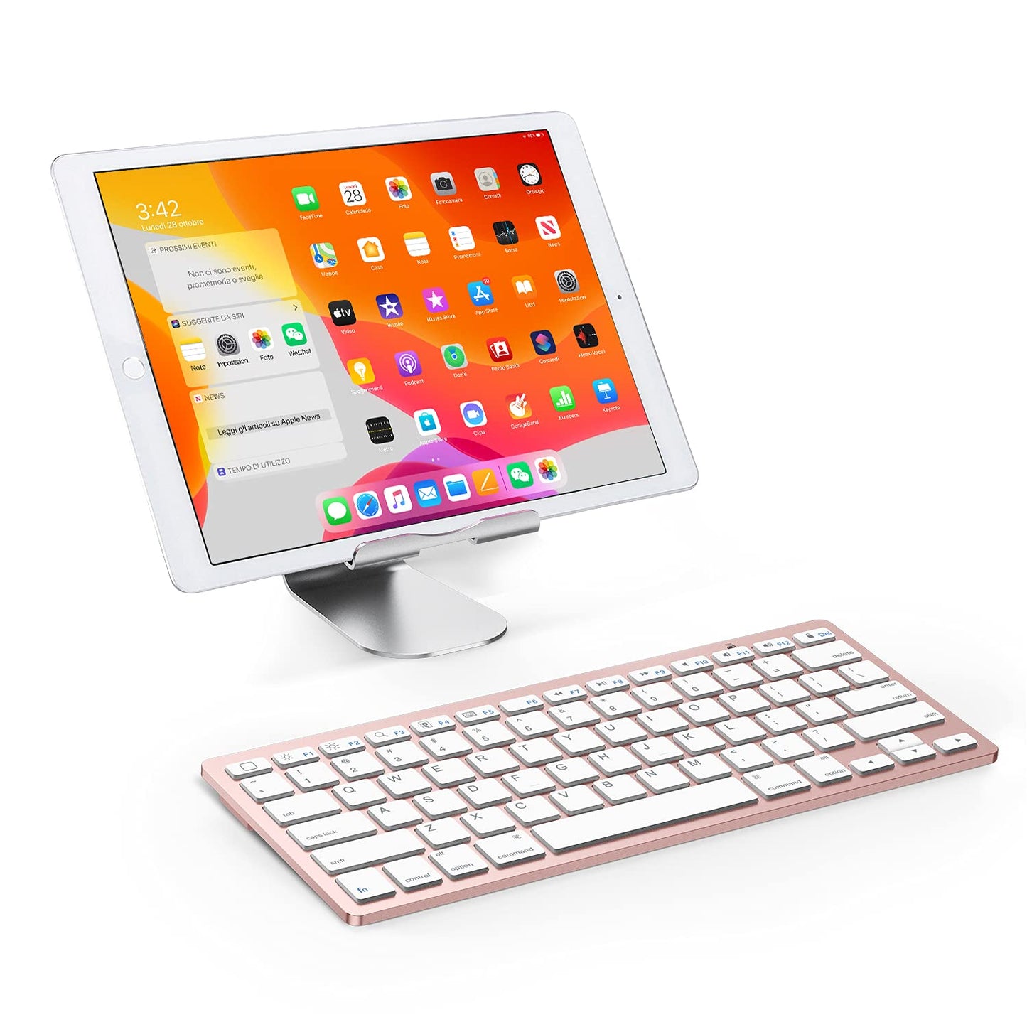 OMOTON Bluetooth Keyboard Compatible with iPad 10th Generation, iPad 10.2 (9th/8th/7th), iPad Pro 13/12.9/11 inch, iPad Air/Mini and More iOS Devices, White