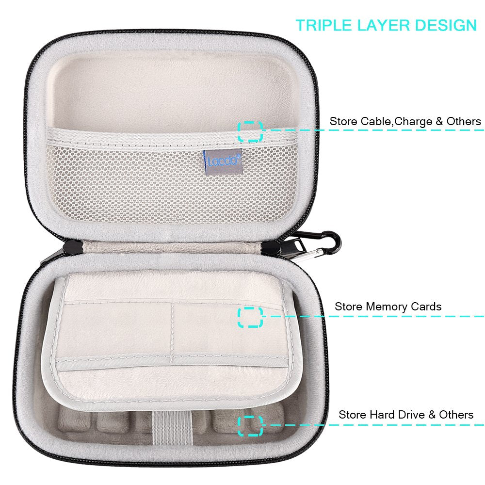 Lacdo External Hard Drive Carrying Case for Western Digital WD My Passport Mac for Ultra/WD Black P10/WD Elements 2.5 inch EVA Portable Storage Cable Case HDD 1TB 2TB 3TB 4TB 5TB Travel Cover, Black