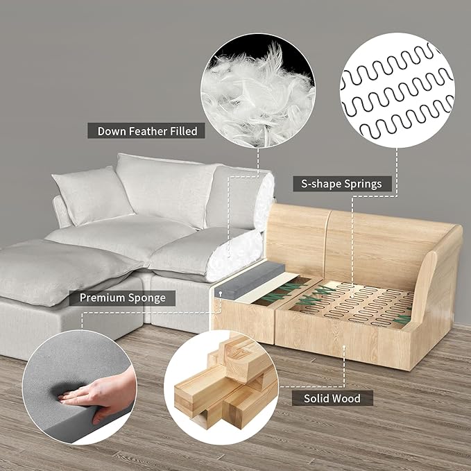 2 Seat with Ottoman L Shape Modular Sectional Couch Sofa