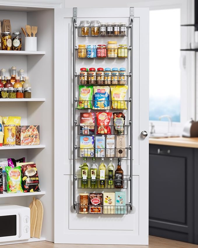 Delamu Over The Door Pantry Organizer, 8-Tier Pantry Door Organizers and Storage