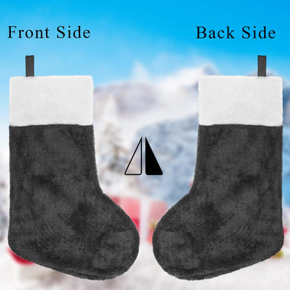 CCINEE Christmas Black Stockings,6 Pack 18 Inches Large Stockings with Plush Cuff,Classic Christmas Stockings Decorations for Xmas Party Favor Gifts Fireplace Decor