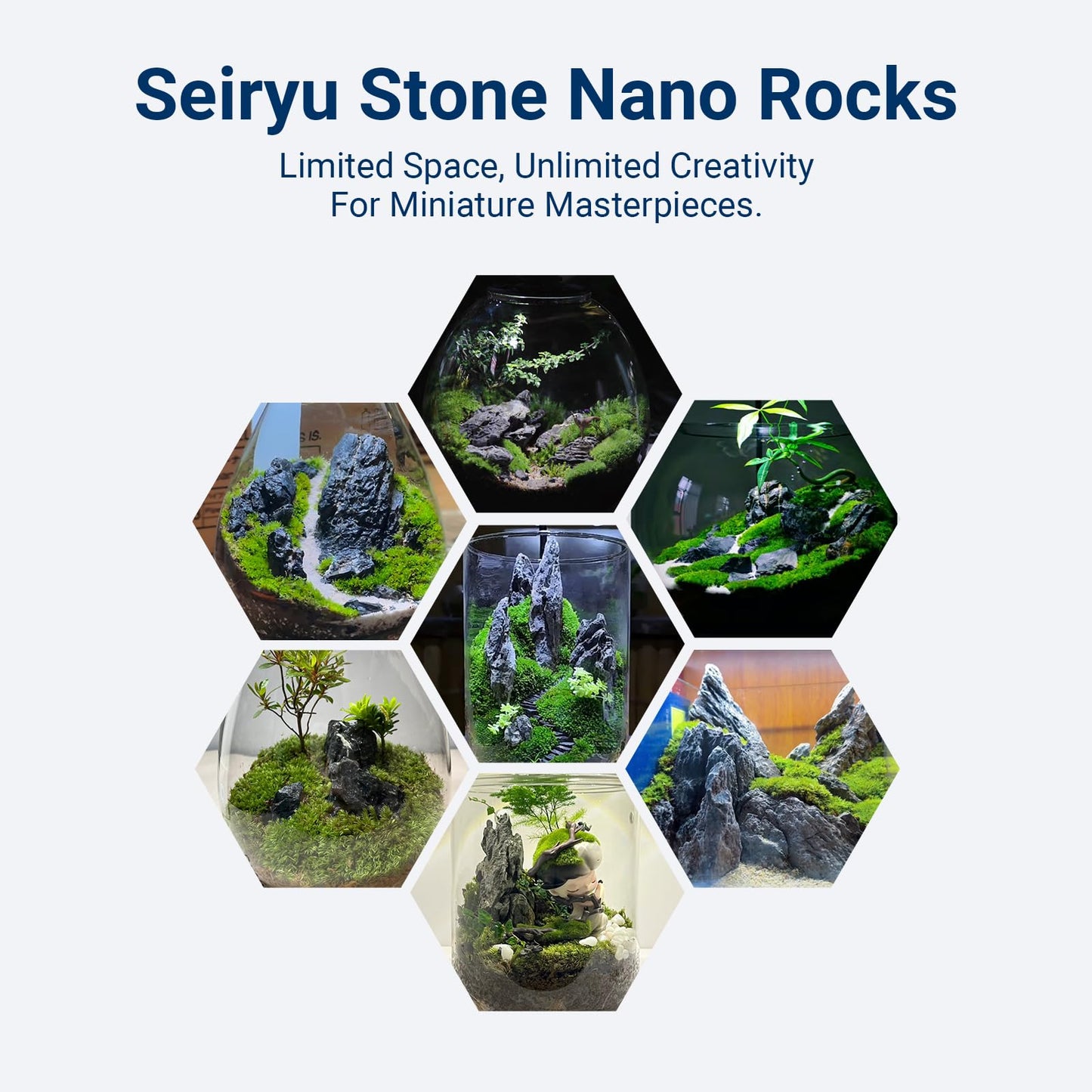 ChaoLeHo Aquarium Rocks Seiryu Stones Natural Hardscape Stone for Aquariums, Fish Tanks, Bonsai, Terrariums, Wargaming Dioramas, Indoor or Outdoor Gardens-5lb(2-6 Inch)