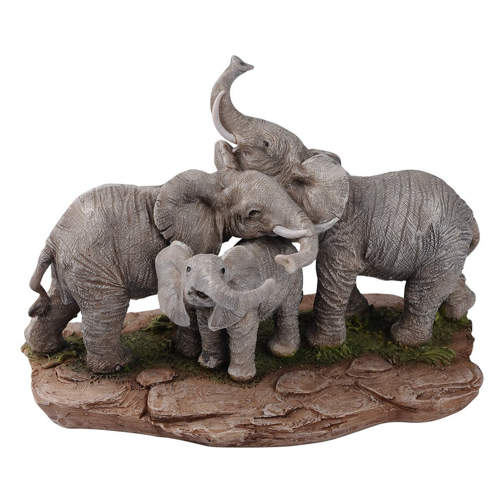 Comfy Hour 9.2" Large Elephant Figurine, Realistic Wildlife Sculpture, Decorative Safari Home Office Desktop Accent, Stone Resin Artisan Statue, 1 Unit (Elephant Friends and Family)