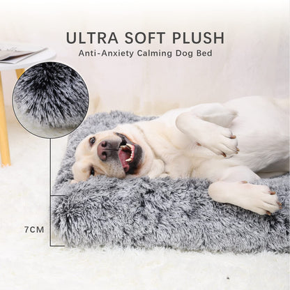 Jaspuriea Medium Dog Bed Washable Dog Crate Mattress Calming Fluffy Anti Anxiety Dog Beds Deluxe Plush Dog Mat with Anti-Slip Bottom,75x50x7cm