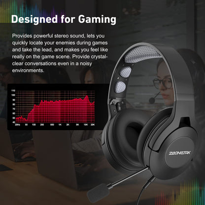 Noise Cancelling Headset, Wired Gaming Over-Ear Headset,Matte Finish Premium Stereo Headset, Noise Cancelling Headset, Over-Ear Headset with Noise-Cancelling Mic & Xbox One/PS4/PS5/PC/Nintendo Switch