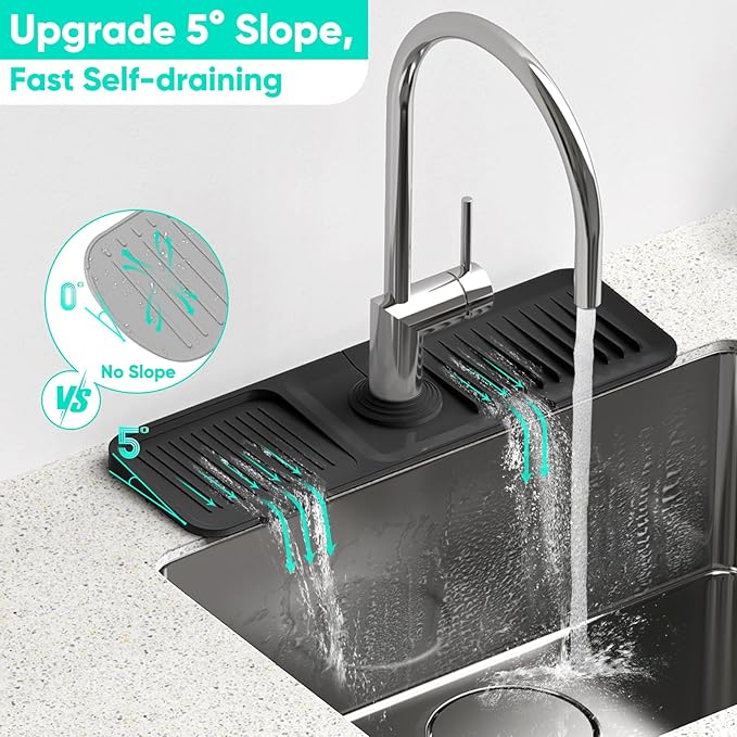 17.7inch Faucet Mat for Kitchen Sink Kitchen Sink Splash Guard Silicone Kitchen