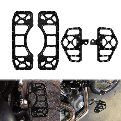 HDBUBALUS Motorcycle Footboards Driver Passenger Floorboards CNC Wide Footpegs Set Chopper Bobber Foot Pegs Board Pedal Fit for Harley Touring Softail Road Glide Dyna FLD 2 Pairs