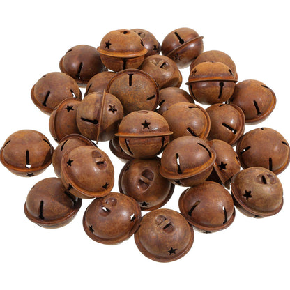 30 Pieces Christmas Rustic Bells Metal Sleigh Rusty Bells Primitive Look Bells Star Cutouts for Holiday Craft Home Decoration