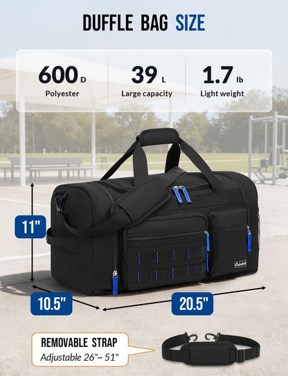 Celvetch Gym Bag for Men Women with Shoes Compartment 3-in-1 Sports Travel Duffel Bag Multipurpose Weekender Overnight Backpack with Wet Pocket - Black