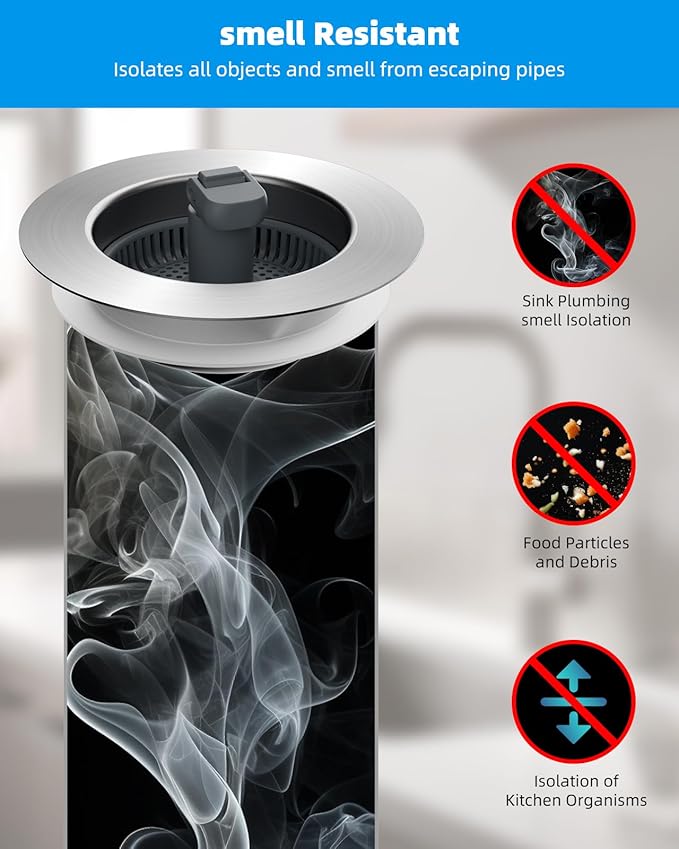 Hibbent Upgraded 3 in 1 Kitchen Sink Drain Strainer and Stopper Combo,