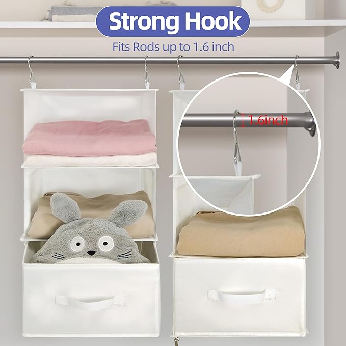 Twira 6-Shelf Hanging Closet Organizer, 2 Separable 3-Shelf Hanging Shelves