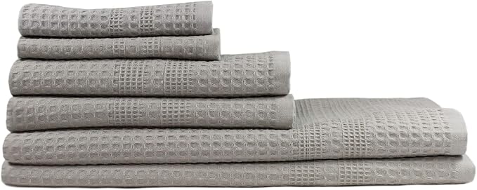 GILDEN TREE Waffle Towel Set Quick Dry Thin | 2 Bath Towels | 2 Hand Towels | 2