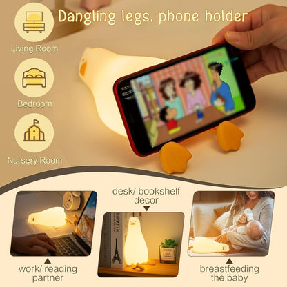 YR YRHH-PET Existential Crisis Duck Lamp, Squishy Kids Cute Lying Flat Duck Night Light, Rechargeable Ducky Lay Touch Lamp, College White Elephant Gifts, Mom Mothers Day Gift, Fun Decor, Safe Silicone