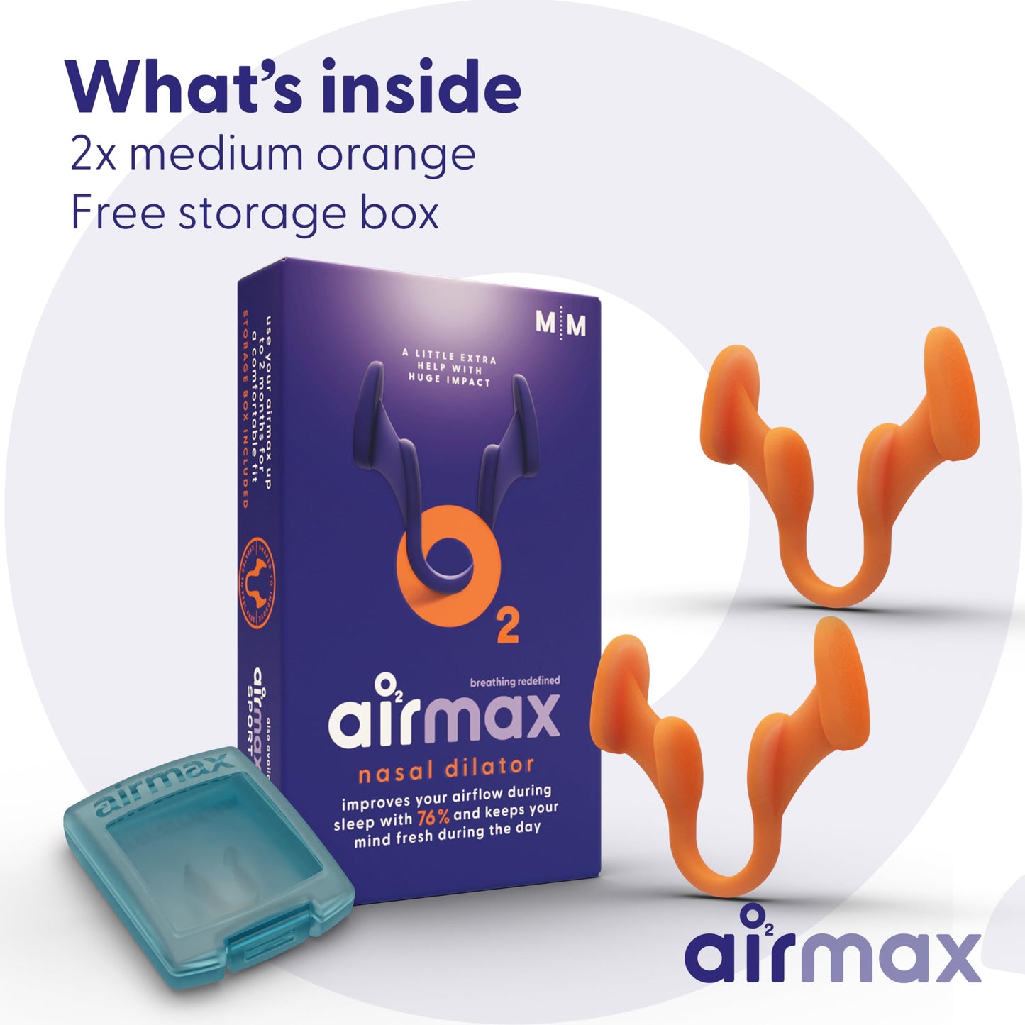 Air Max Nasal Dilator | Anti Snore Devices for Men and Women | 2 Pack Medium | 76% More air for Better Breathing, Sleep aid & snoring Relief | Reusable