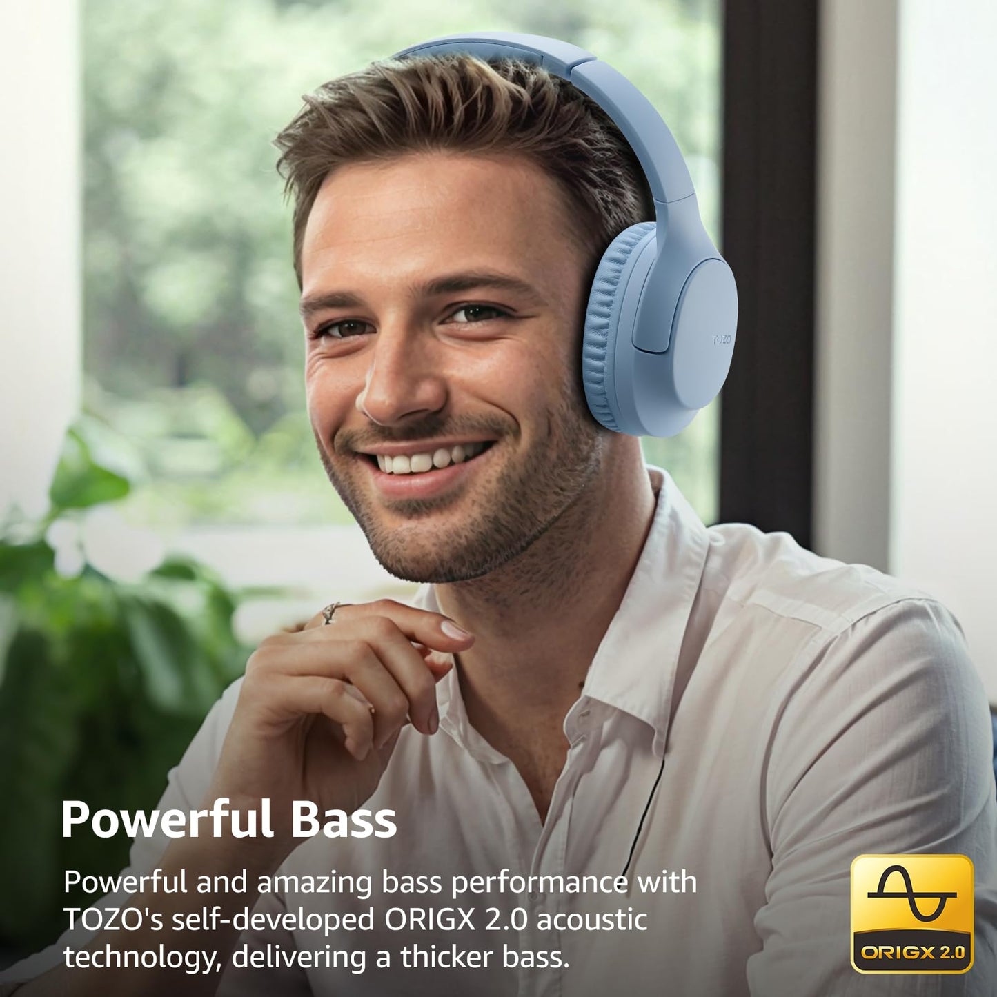 TOZO Bluetooth 5.4 Over Ear Headphones,70H Playtime with Mic,Delay Mode,Foldable Wireless Headset,Deep Bass Stereo Sound,Customizable 32 EQ Music Mode Via Button & App,for Travel and Home, Upgraded