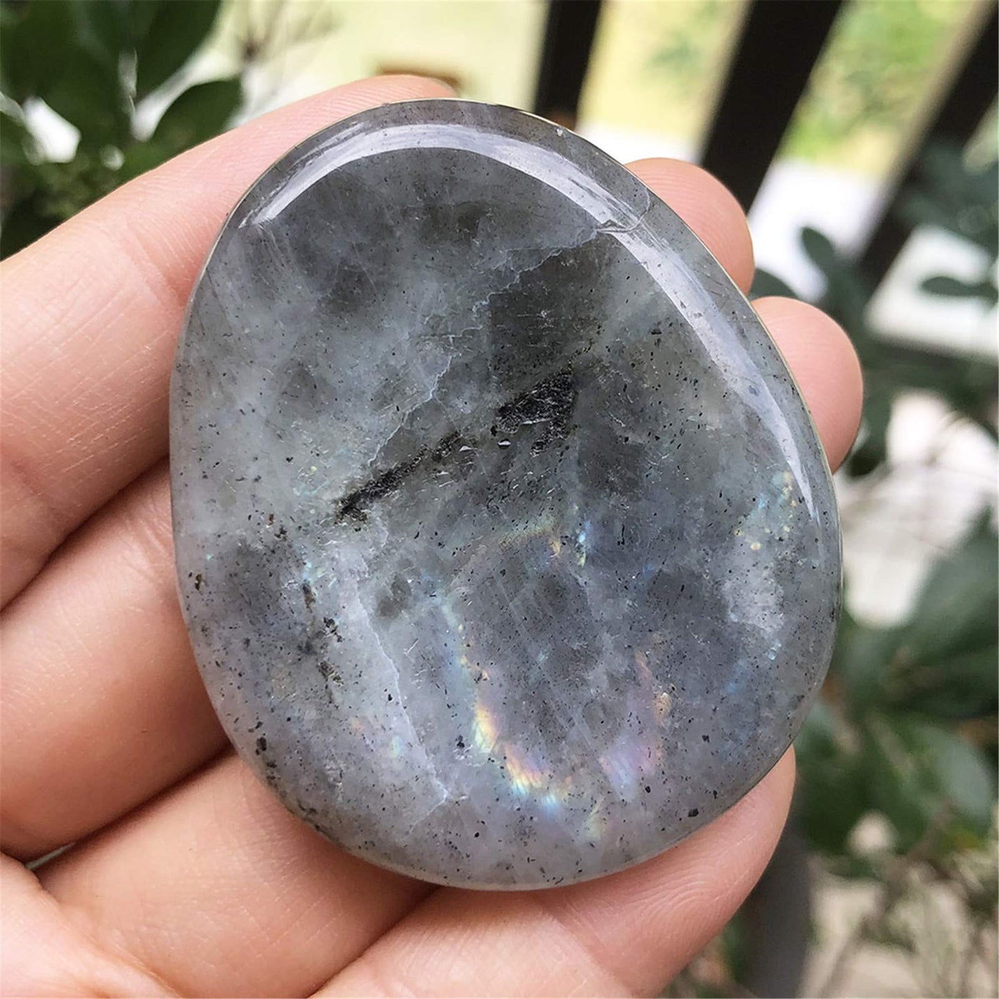 Fekuar Natural Moonstone Crystal Thumb Worry Stone, Hand Carved Healing Crystal Teardrop Pocket Worry Stones for Anxiety Stress Relief Meditation