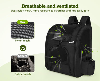 pecute Cat Carrier Dog Backpack, Portable Breathable Cat Backpack with Front Opening, Mesh Window and Pockets, Airy Space Great For Carrying Puppy Dogs Cats to Travel, Black