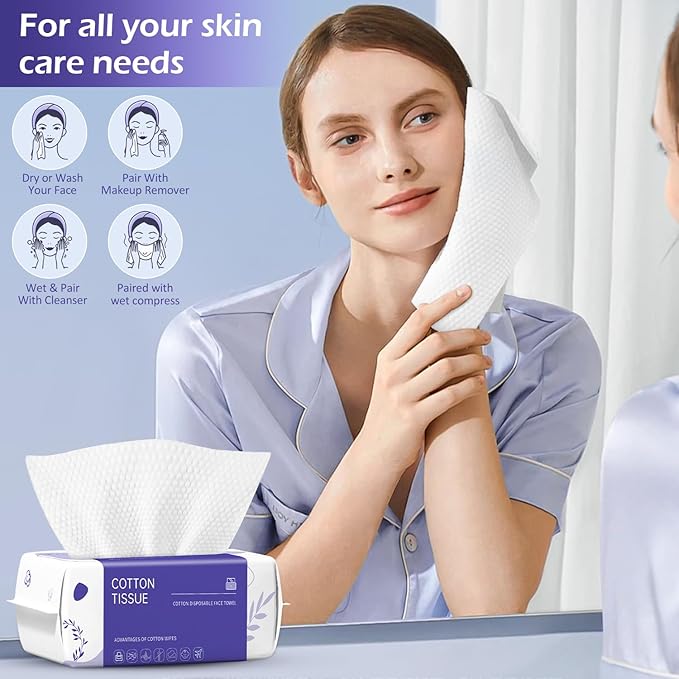 Disposable Face Towel 600 Count, Face Clean Towels, Soft Cotton Dry Wipes