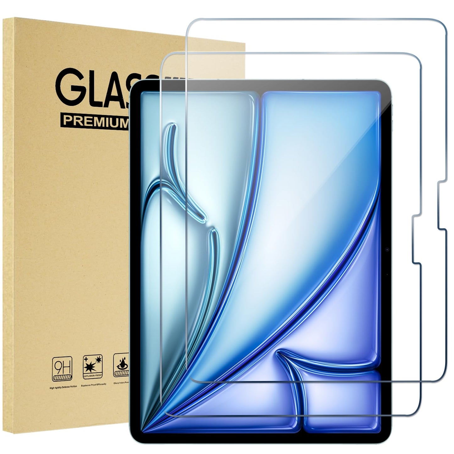 ProCase 2 Pack Screen Protector for iPad 9th 8th 7th Generation 10.2 Inch (2021/2020/2019), Tempered Glass Film for A2602 A2603 A2270 A2197 -Clear