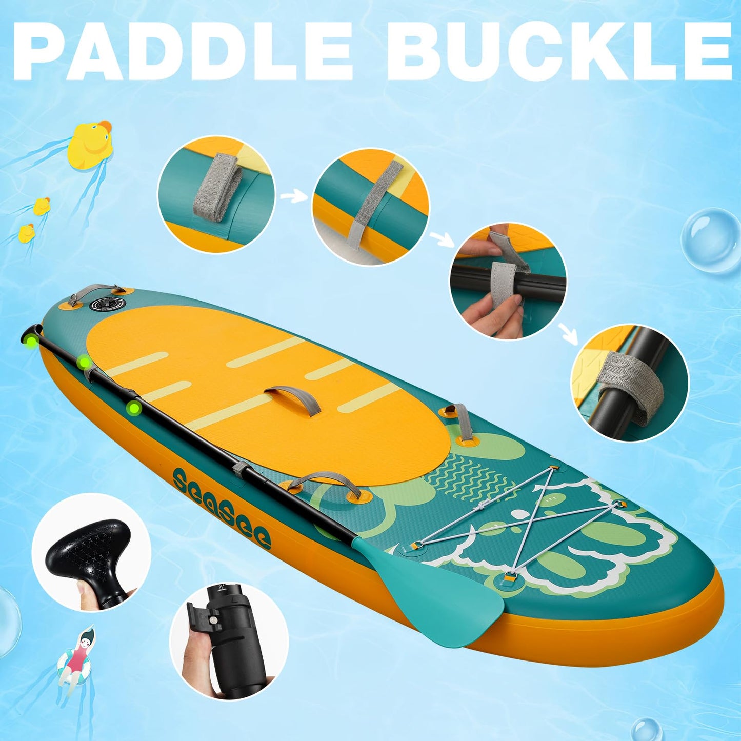 Seaseesup Kids Stand Up Paddle Board with Inflatable SUP Accessories, Durable, Lightweight, Wide Stable Design, Non-Slip Comfort Deck,Inflatable Paddle Board for Kid & Youth