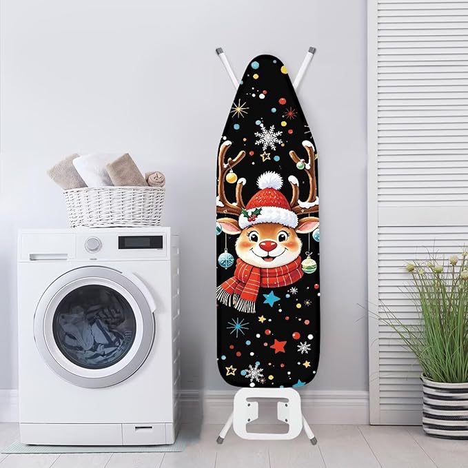 Christmas Deer Ironing Board Cover and Pad, Thick Scorch Resistant Padding