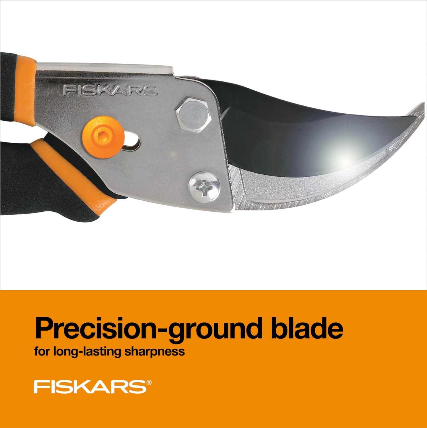 Fiskars Bypass Pruning Shears, 5/8" Cut Capacity Gardening Scissors, Self-Cleaning Sap Groove Prevents Sticking, Non-Slip Grip for Cutting Stems & Branches, Sharp Steel Blades w/ Low-Friction Coating