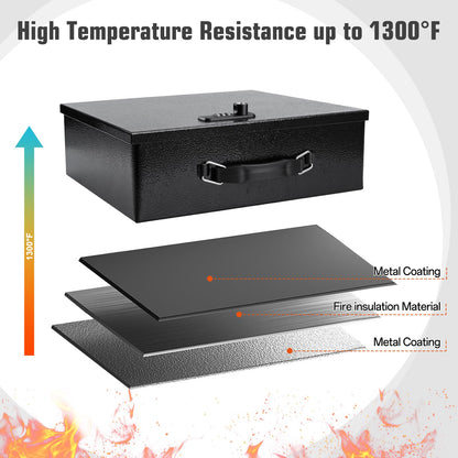 Fireproof Safe Lock Box Metal, Fire Proof Safe for Home Documents, Portable Security Box with Dual Combination and Key Lock for Personal Items,Passport, Money, X Large 13.2" x 11" x 4.13"