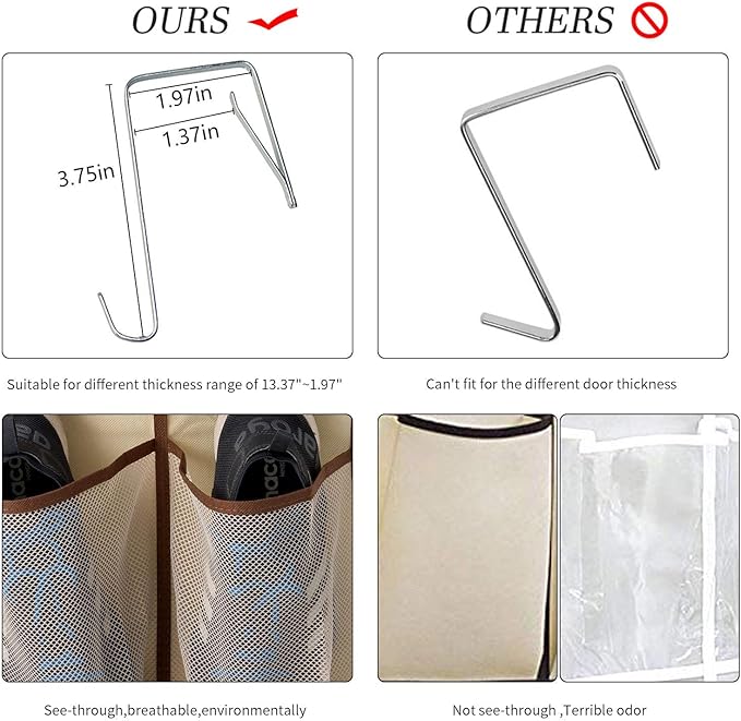 KEEPJOY Over The Door Shoe Organizer, Hanging Shoe Organizer 12 Mesh Pockets