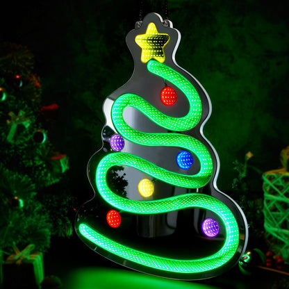 FITNATE 3D Infinity Mirror Light Christmas Tree LED Sign, 19.7x15.4 Inch Wall Decor with 10 Brightness Modes, Holiday Light Up Decoration for Home, Christmas Party