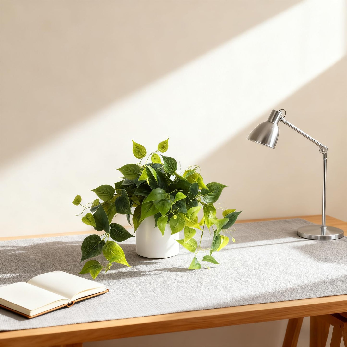 RYVIEL Artificial Pothos Plant in White Pot,Fake Potted Plants for Home Decor Indoor, Faux Greenery for Desk Shelf Living Room Office Bathroom Indoor Outdoor
