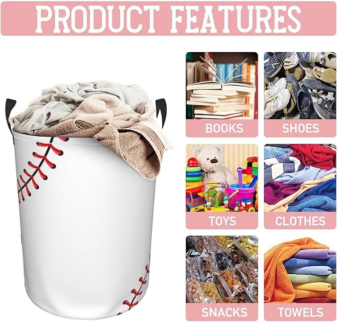 Baseball Texture Laundry Hamper Bag