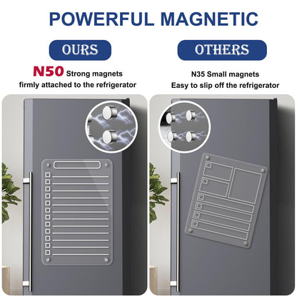 2 Pcs Acrylic Magnetic Dry Erase Board for Fridge, 12"X8" Clear Magnetic to Do List White Board, Acrylic Dry Erase to Do List for Refrigerator, Magnet Whiteboard with 6 Markers