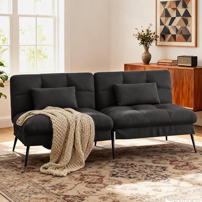 COMHOMA Convertible Futon Sofa Bed, 72″Fabric Futons Couch