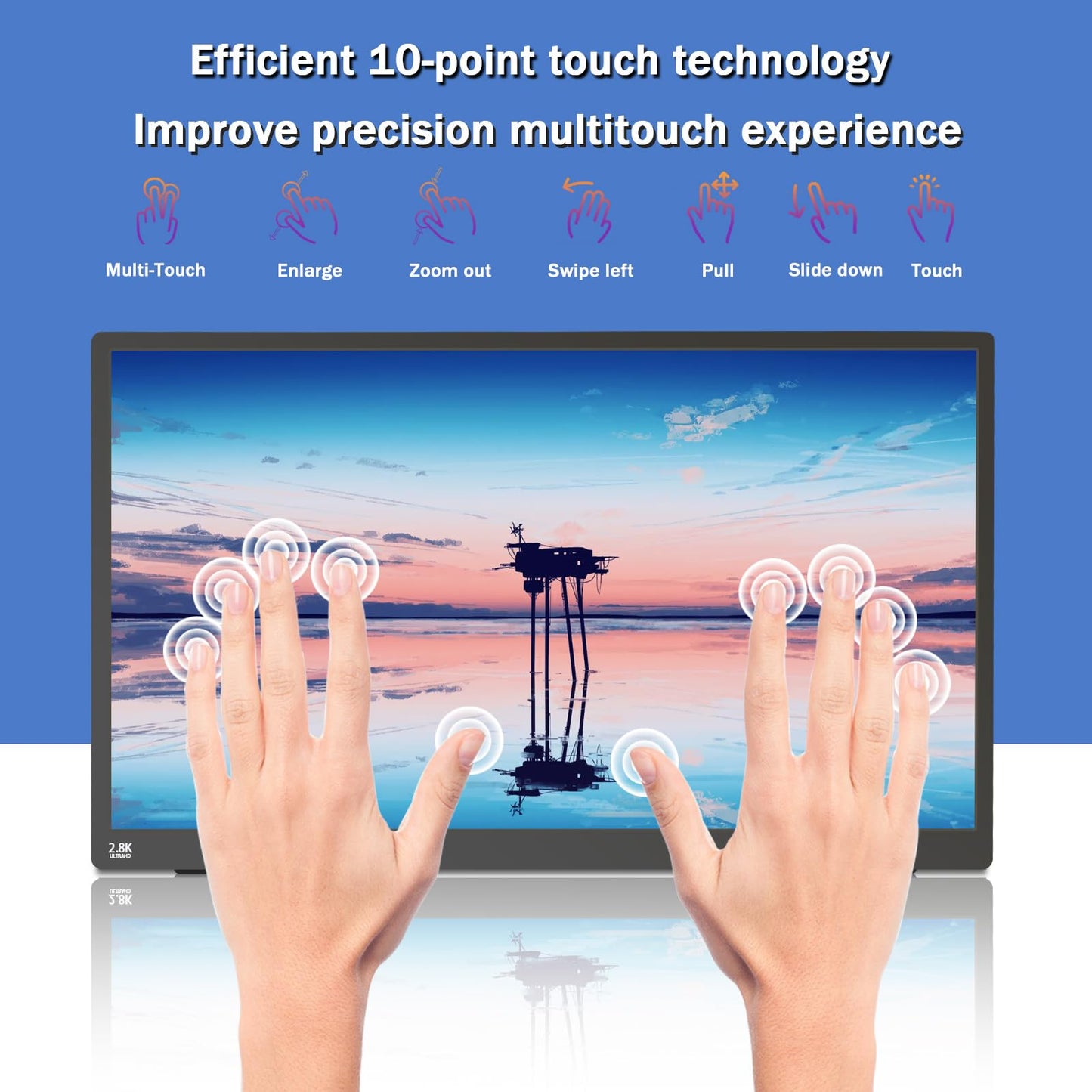 Portable Monitor Touchscreen, 15.6''Laptop Screen Extender, FHD IPS Touch Screen, Travel Monitor with Kickstand & Speaker, HDMI USB C External Monitors for Laptop Phone Computer Xbox Switch