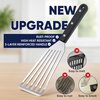 5 Pcs Newness Cooking Utensils Set, 304 Stainless Steel Kitchen Utensils Set, Metal Kitchen Accessories, Include Soup Ladle, Slotted Skimmer Spoon, Spaghetti Spoon and Spatula, Dishwasher Safe