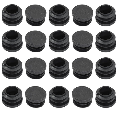 Kyuionty 20 Pack 3/4" Round Plastic Plug, Furniture Pipe Tube Cover Insert Tubing End Caps for Round Tubing Post, Pipe Post, Chairs (Black)