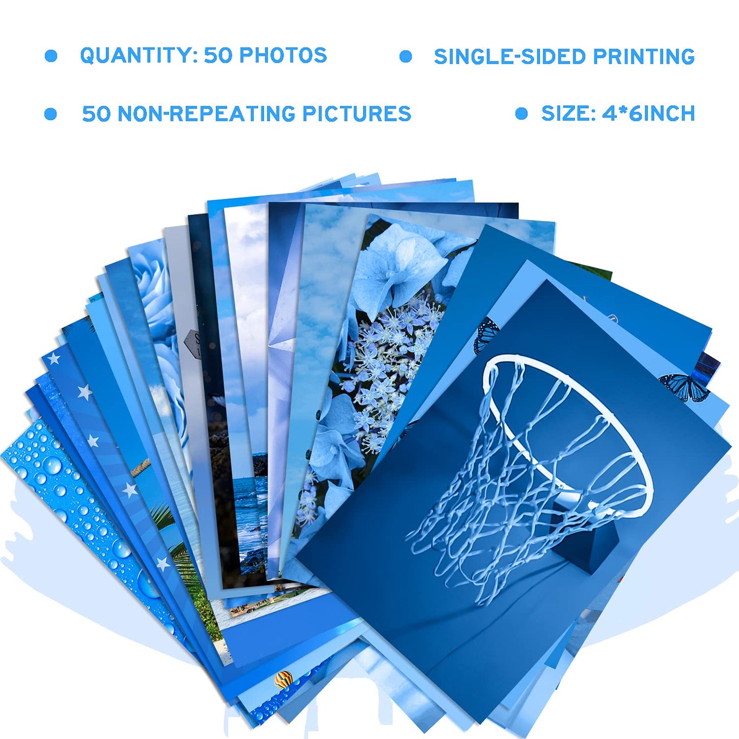 WOONKIT Blue Wall Collage Kit - Aesthetic Pictures, Room Decor for Teen Girls, 50pcs 4x6 inch