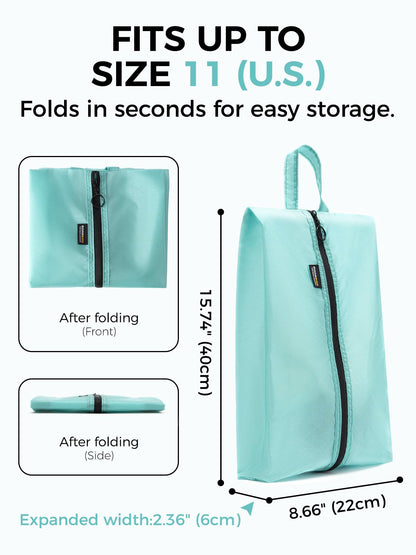 SOARSAIL 2 Pack Shoe Bags for Travel, Water-Resistant and Tear-Resistant Shoe Pouch for Sport, Shoe Organizer for Gym, Soccer, Golf, Tennis, Baseball (Cyan, 2 Pack)