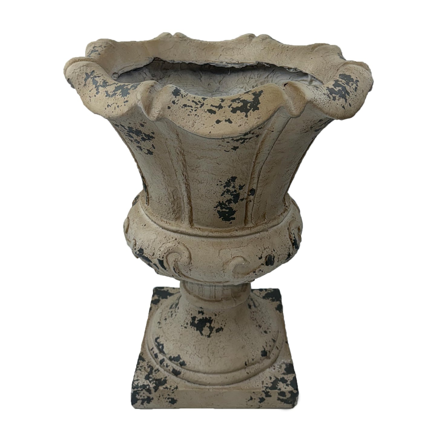 GDFStudio Antique White Planter, Decorative Garden Urn with Drainage Hole, Ready-to-Use Large Plant Pot for Patio, Porch, Lawn, Indoor or Outdoor Gardening, 16.33" Wx16.33 Dx21.45 H