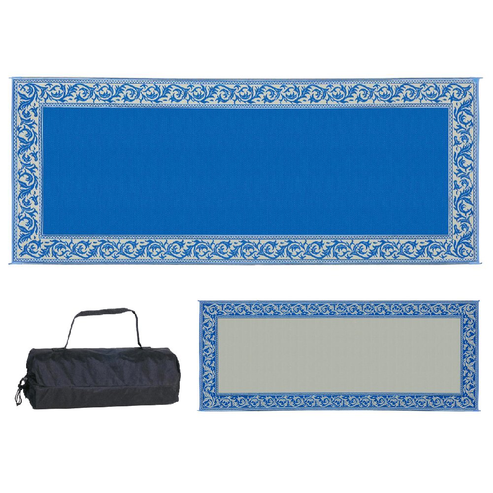 Stylish Camping Ming's Mark RC3 Stylish Camping Reversible Classical Patio Mat - 8' x 20', Blue/Beige
