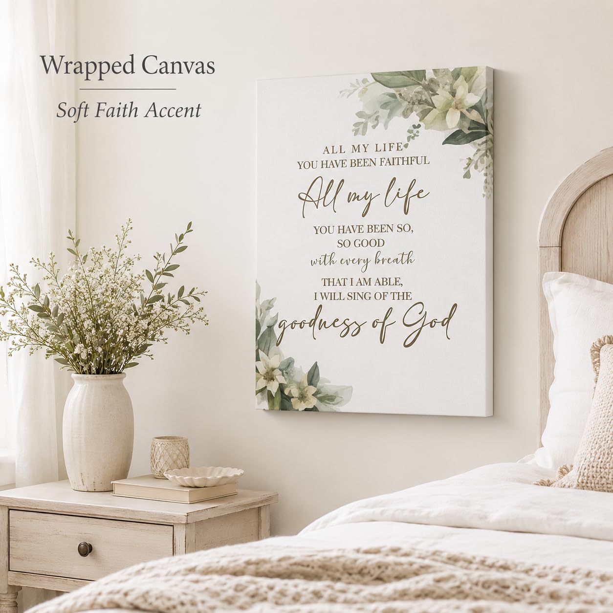 Goodness of God Bible Verse Canvas Wall Art, Christian Scripture Wall Decor, Inspirational Religious Framed Artwork for Living Room Bedroom Home Decoration 12x16 Inch